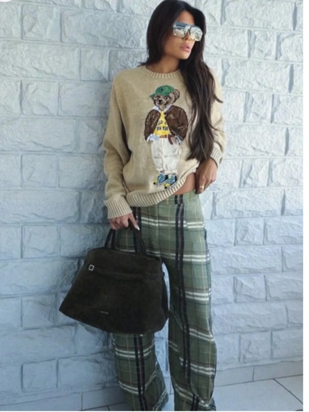 Zara NWT ZW Collection linen blend checkered plaid pants 8371/029 - Picture 5 of 12